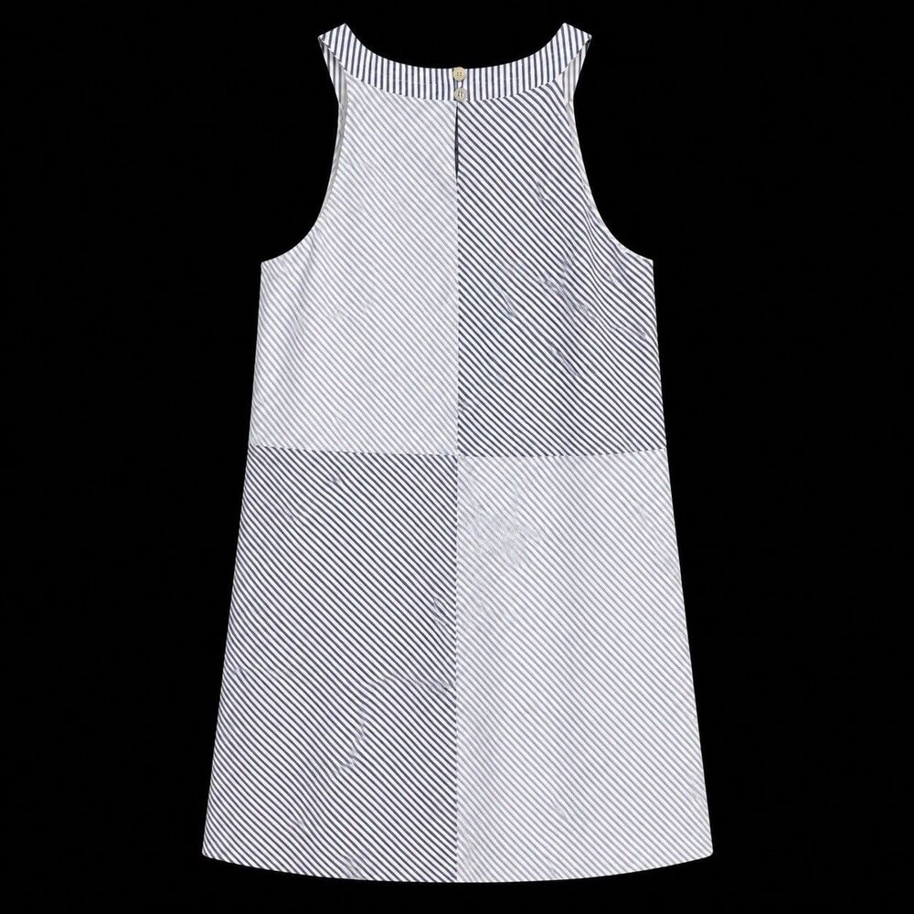 Vineyard Vines Blue Striped Seersucker Sleeveless Halter Medi Dress Women Sz S - Picture 4 of 8